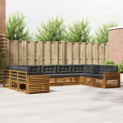 Modular 9-Piece Outdoor Sofa Set with Solid Acacia Wood
