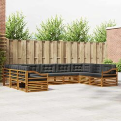 9-Piece Modular Outdoor Sofa Set with Acacia Wood