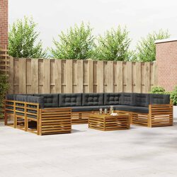 Modular Outdoor Sofa Set, 10 Pieces in Natural Acacia