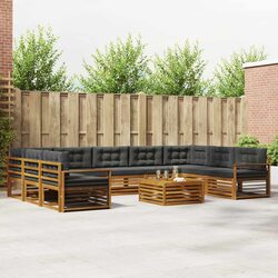 Modular Outdoor Sofa Set, 10 Pieces, Acacia Wood