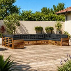 Modular 6-Piece Outdoor Sofa Set in Solid Acacia Wood
