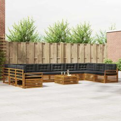 11-Piece Modular Outdoor Sofa Set with Acacia Wood