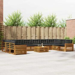 Modular 11 Piece Outdoor Sofa Set with Acacia Wood