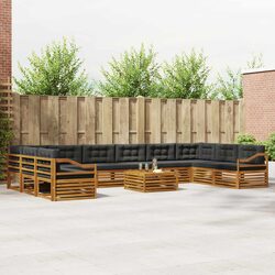 11-Piece Modular Outdoor Sofa Set in Natural Anthracite