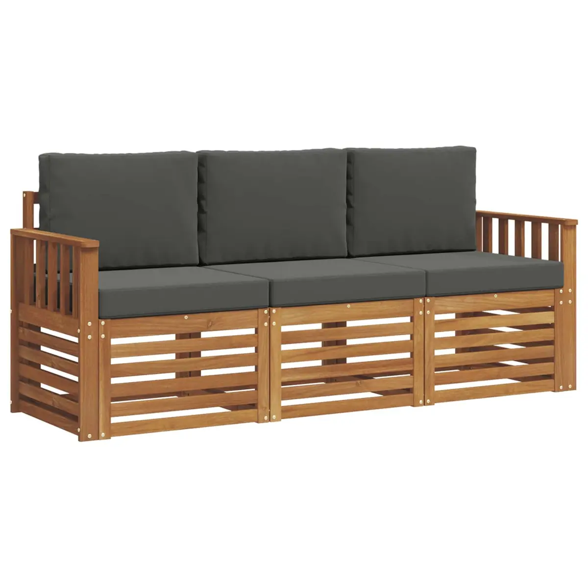 Outdoor Sectional Sofa Set 3 Piece Solid Acacia Wood Garden Patio Furniture