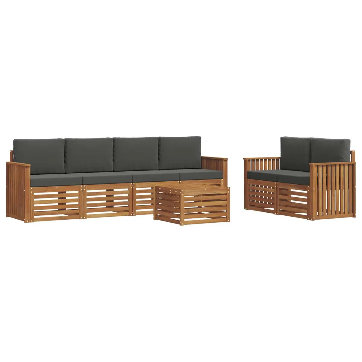 Outdoor Sofa Set Modular Comfort 7 Pieces Natural Acacia Wood
