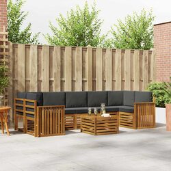 8-Piece Modular Garden Sofa Set in Natural Acacia Wood