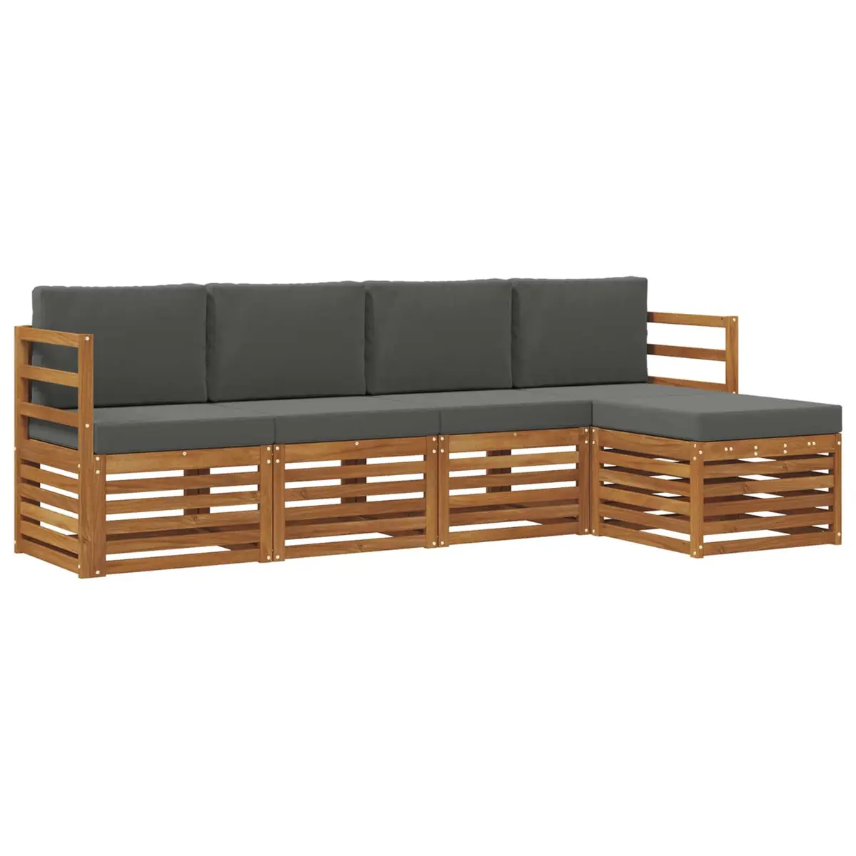 Outdoor Sofa Set Modular Sectional Comfort 5 Piece Natural Acacia Wood