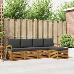 5-Piece Sectional Sofa Set Made of Solid Acacia Wood