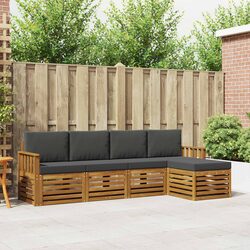 5-Piece Modular Outdoor Sectional Sofa Set - Natural and Anthracite
