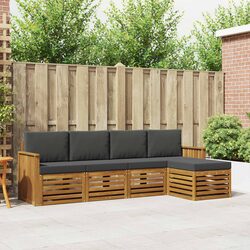 5-Piece Modular Outdoor Sofa Set in Anthracite and Natural Wood