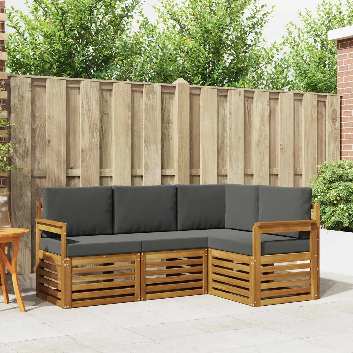 Outdoor Sofa Set Modular Comfort 4 Piece Natural Anthracite Solid Wood Garden Furniture