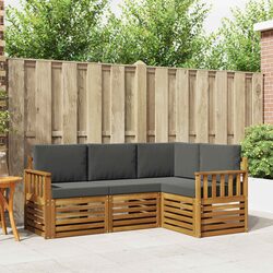 4-Piece Modular Outdoor Sofa Set in Solid Acacia Wood