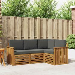 4-Piece Modular Outdoor Sofa Set in Natural Anthracite Wood