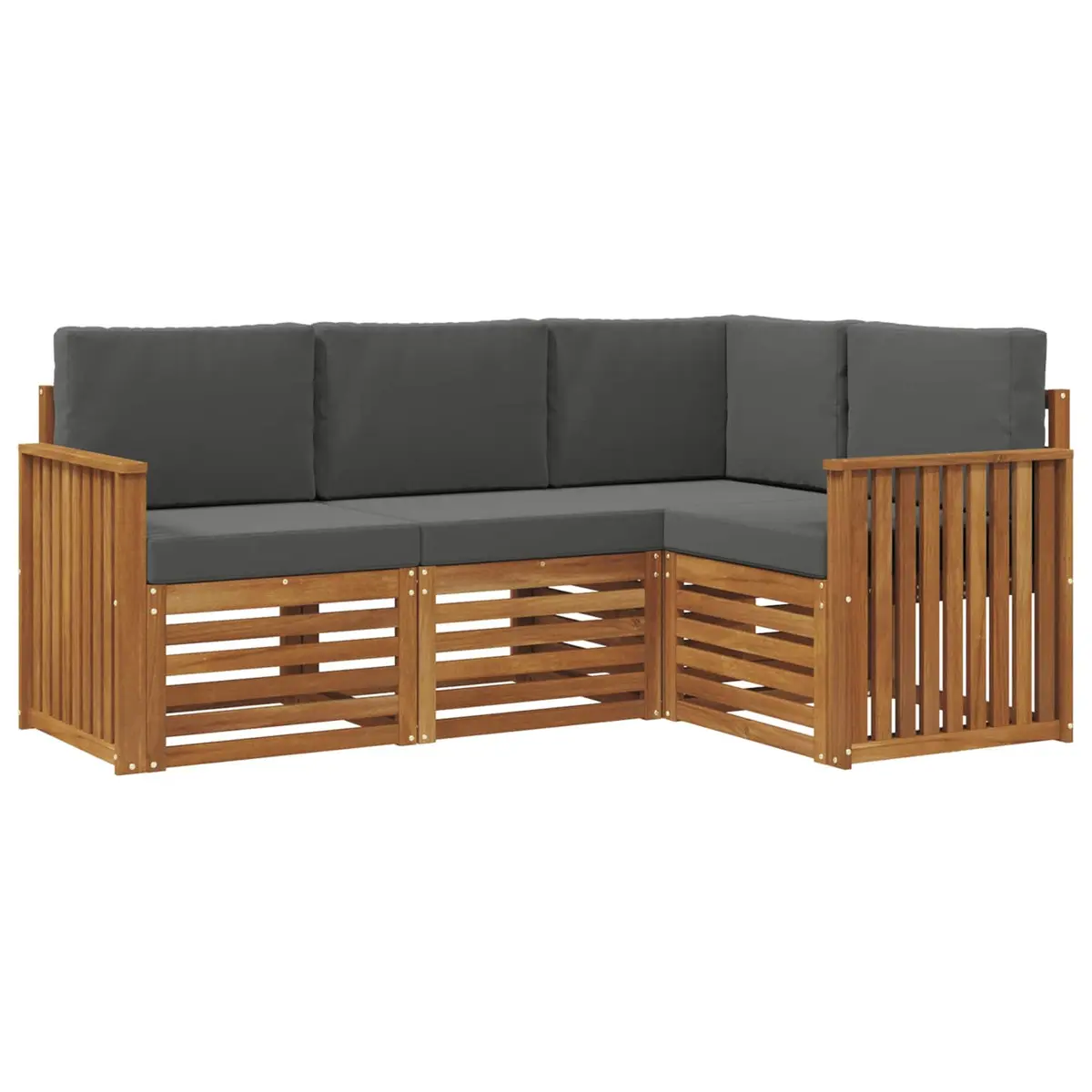 Outdoor Sofa Set Modular Comfort 4 Piece Natural Anthracite Solid Acacia Wood