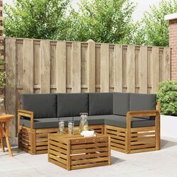 5-Piece Outdoor Modular Sofa Set with Acacia Wood