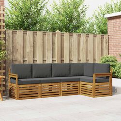 5-Piece Outdoor Sectional Sofa Set with Solid Acacia Wood
