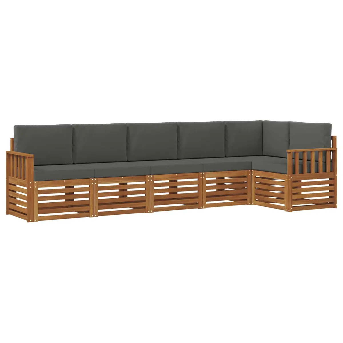 Sectional Sofa Set 6 Pieces Outdoor Garden Patio Furniture Natural Anthracite