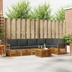 7-Piece Outdoor Sectional Sofa Set in Natural and Anthracite