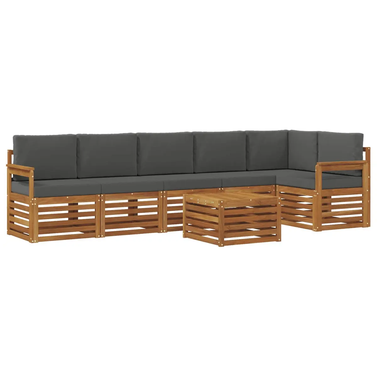 Sectional Sofa Set 7 pcs Outdoor Garden Patio Furniture Natural Anthracite