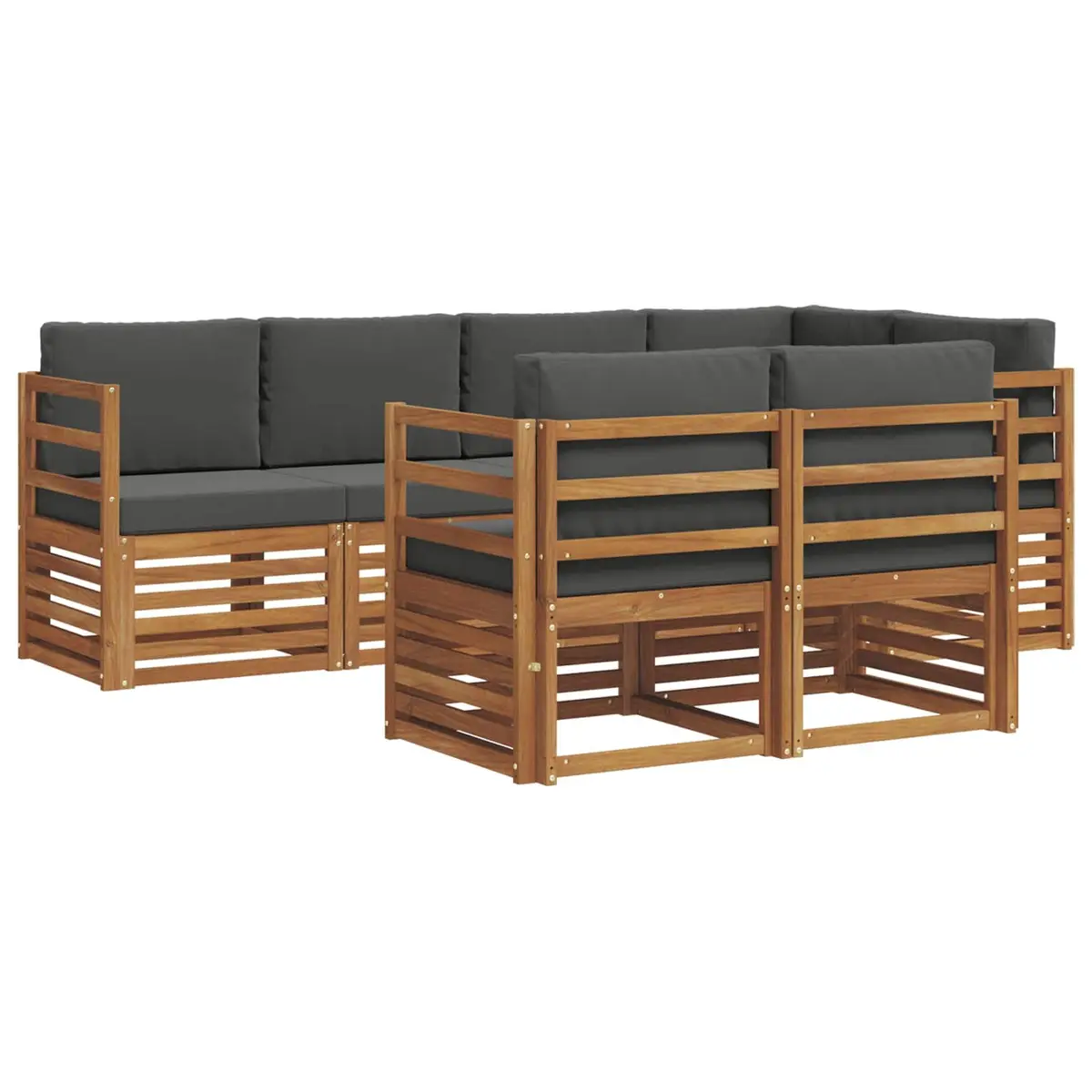 Sectional Sofa Set 7 Pcs Outdoor Garden Furniture Natural Anthracite Lounge