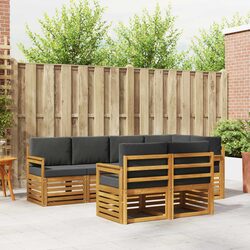 Outdoor 7-Piece Sectional Sofa Set in Natural and Anthracite
