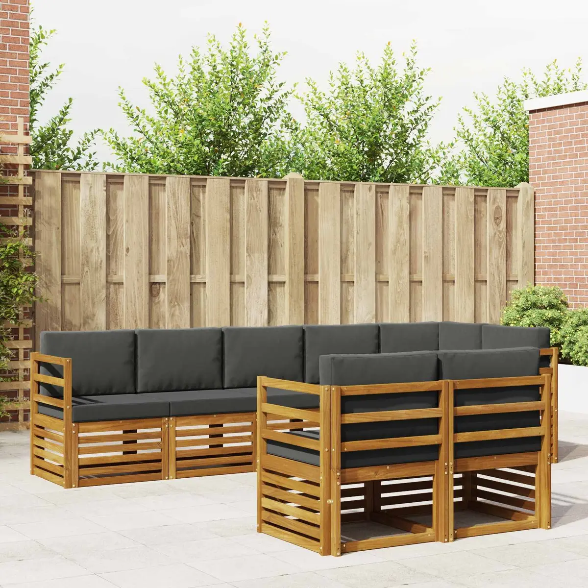 Outdoor Sofa Set Modular Comfort 8 Piece Natural Anthracite Solid Acacia Wood