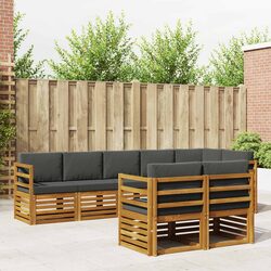 8-Piece Modular Outdoor Sofa Set with Solid Acacia Wood