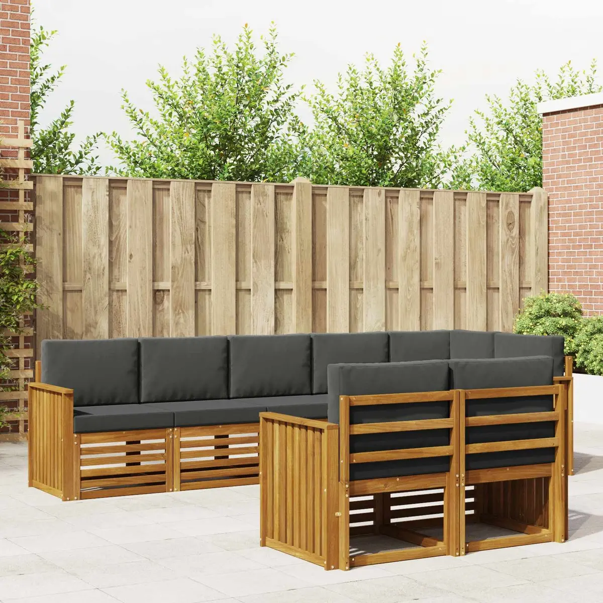 Outdoor Sofa Set Modular 8 Piece Comfort Natural Anthracite Solid Wood