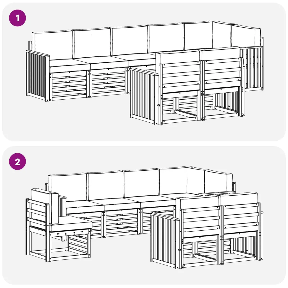 Outdoor Sofa Set Modular 8 Piece Comfort Natural Anthracite Solid Wood