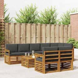 Modular Outdoor Sectional Sofa Set 9 Pieces, Solid Acacia Wood