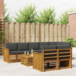 Modular Garden Sectional Sofa Set 9 Pieces Acacia Wood