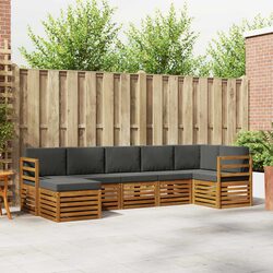 Modular 7-Piece Outdoor Sectional Sofa Set - Anthracite & Natural