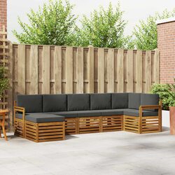 7-Piece Modular Outdoor Sofa Set with Acacia Wood