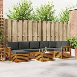 8-Piece Modular Outdoor Sofa Set in Natural Acacia Wood