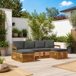 6-Piece Modular Outdoor Sofa Set in Natural Finish