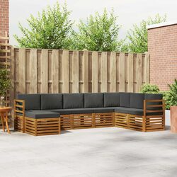 Modular 8-Piece Outdoor Sofa Set with Acacia Wood