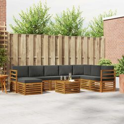 9-Piece Modular Outdoor Sofa Set in Solid Acacia Wood