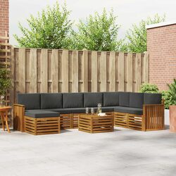 9-Piece Modular Outdoor Sofa Set in Solid Acacia Wood