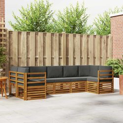 Acacia Wood 7-Piece Outdoor Sectional Sofa Set