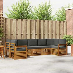 Modular 7-Piece Outdoor Sectional Sofa Set, Brown Acacia