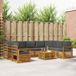 10-Piece Modular Outdoor Sofa Set in Solid Acacia Wood