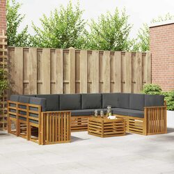 Modular 10-Piece Outdoor Sofa Set Made from Solid Acacia Wood
