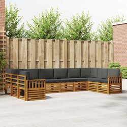Modular 10-Piece Outdoor Sectional Sofa Set with Acacia Wood