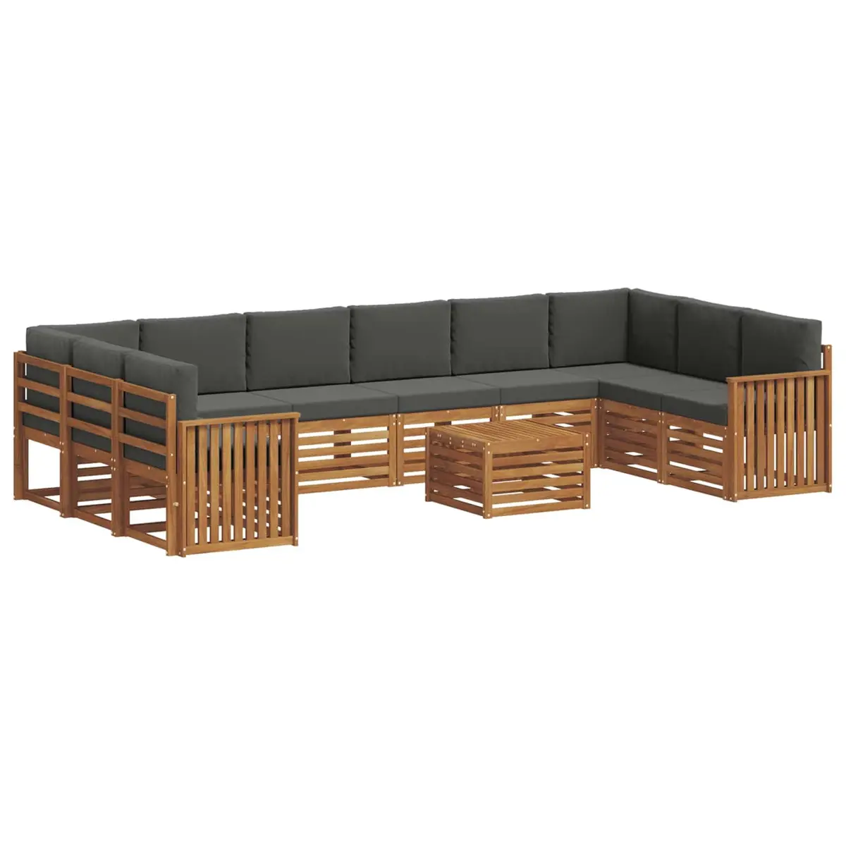 Outdoor Sofa Set 11 Piece Modular Garden Furniture Acacia Wood with Cushions