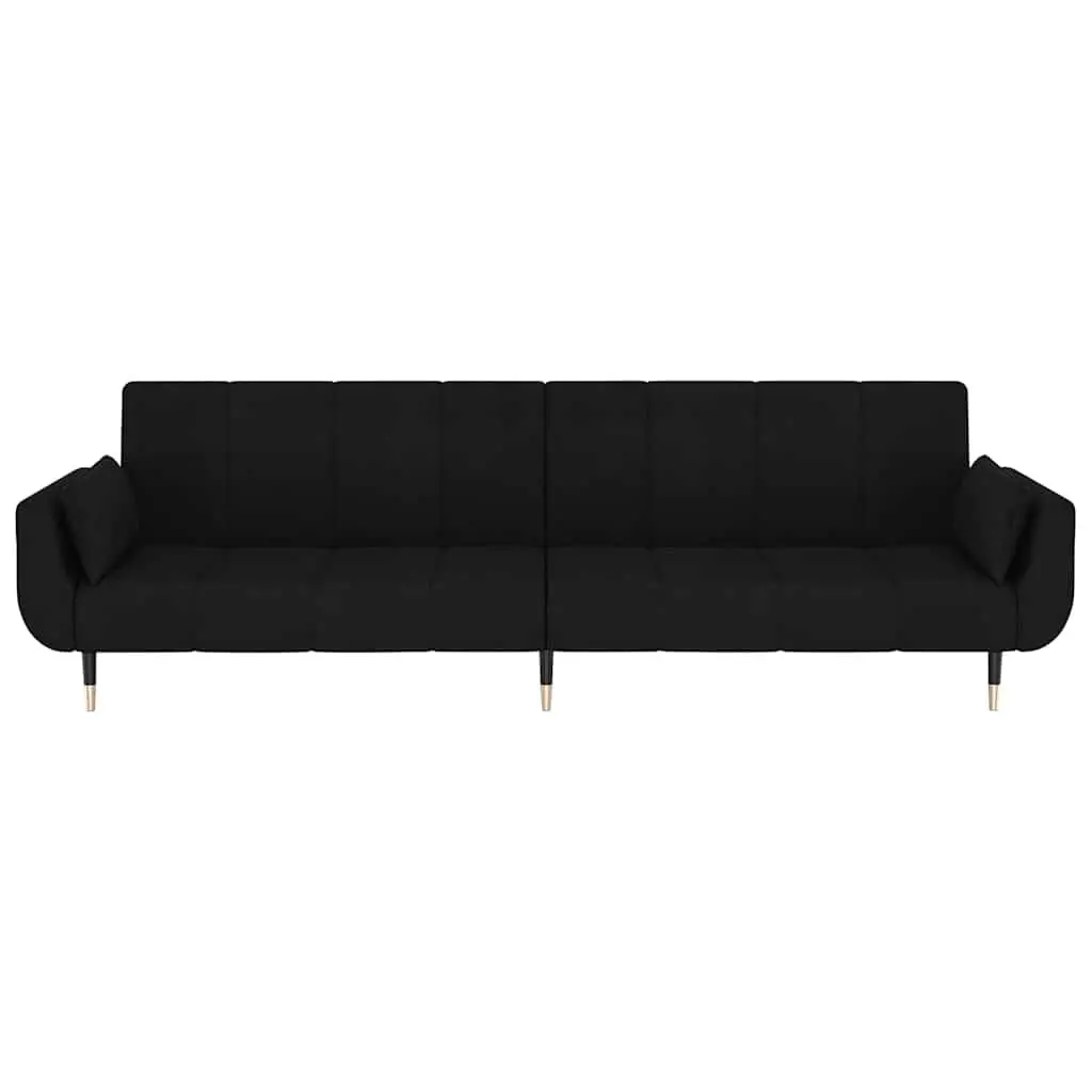 Convertible Sofa Bed with Adjustable Backrest Black Velvet 2-Seater