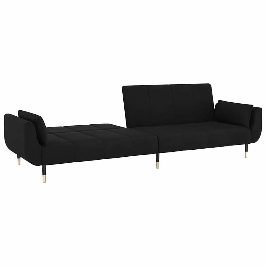 Convertible Sofa Bed with Adjustable Backrest Black Velvet 2-Seater