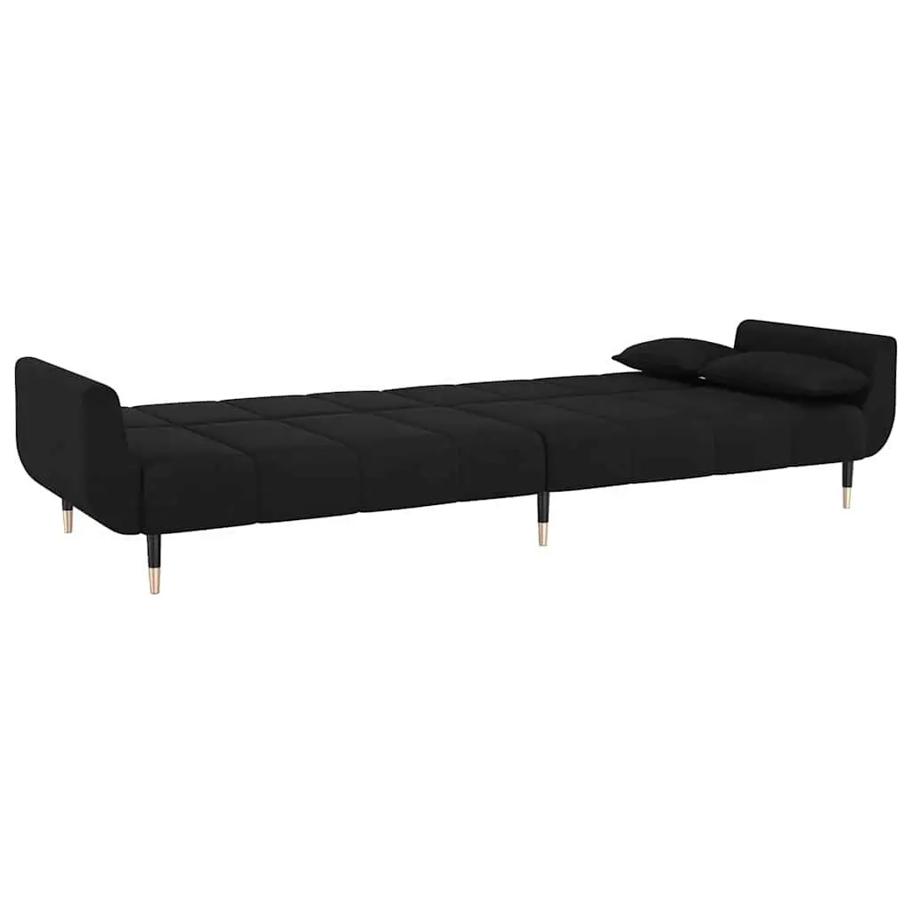 Convertible Sofa Bed with Adjustable Backrest Black Velvet 2-Seater