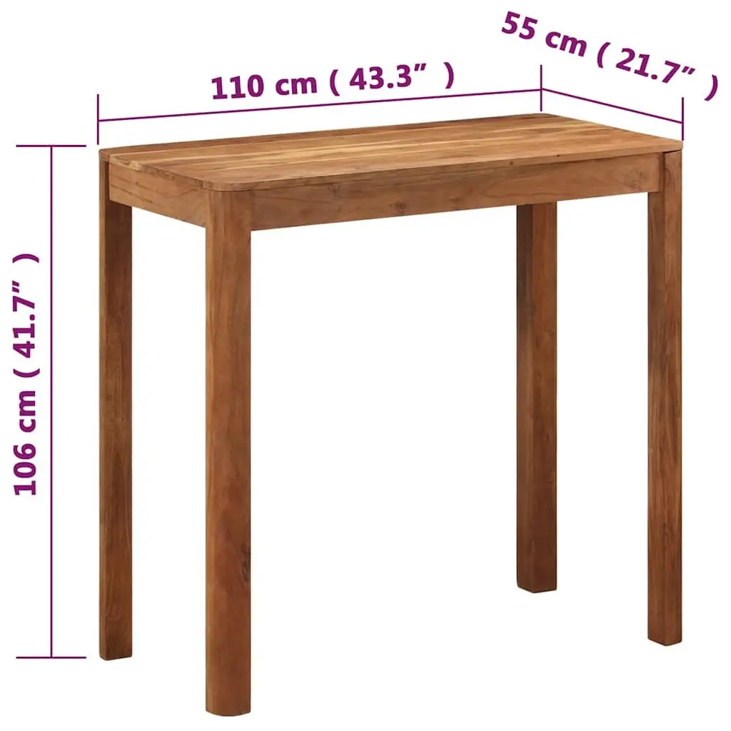 Bar Table Solid Wood Honey Brown 110 cm x 55 cm x 106 cm