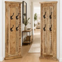 Wall-Mounted Coat Racks - 2-Piece Solid Wood Set